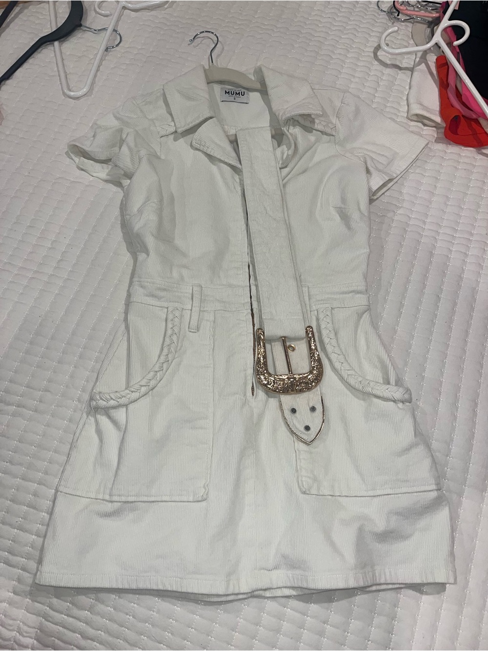 Show Me Your Mumu White Short Sleeve Belted Dress